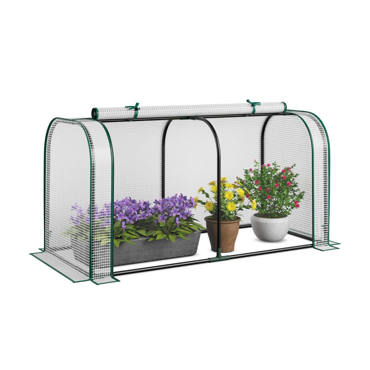 Mini Serre Tunnel 0.65m² Serre de Jardin Portable Porte à Fermeture Eclair Enroulable Imperméable Blanc F175R MAISON CHIC - Image 3