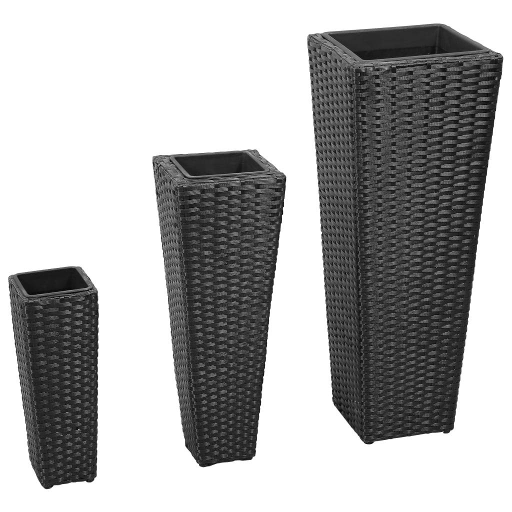 Vidaxl - Lits surélevés de jardin 3 pcs Résine tressée Noir vidaXL 40534 - Image 1