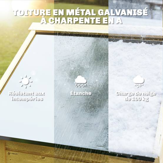 Armoire de Jardin Bois de Sapin Rangement Outils Toit Galvanisé 85x58x213cm Bois Naturel - ComfortXL Outdoor Living - Image 8