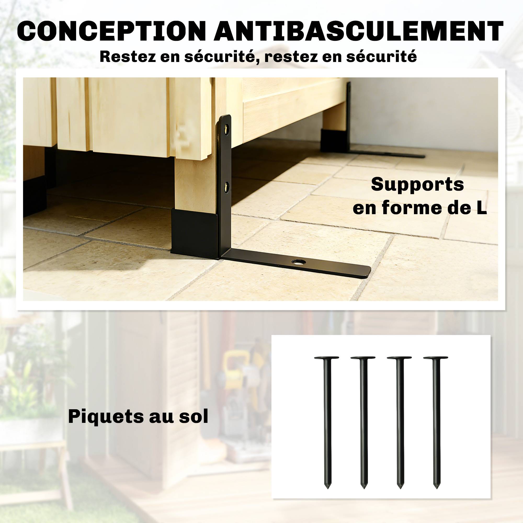 Armoire de Jardin Bois de Sapin Rangement Outils Toit Galvanisé 85x58x213cm Bois Naturel - ComfortXL Outdoor Living - Image 9