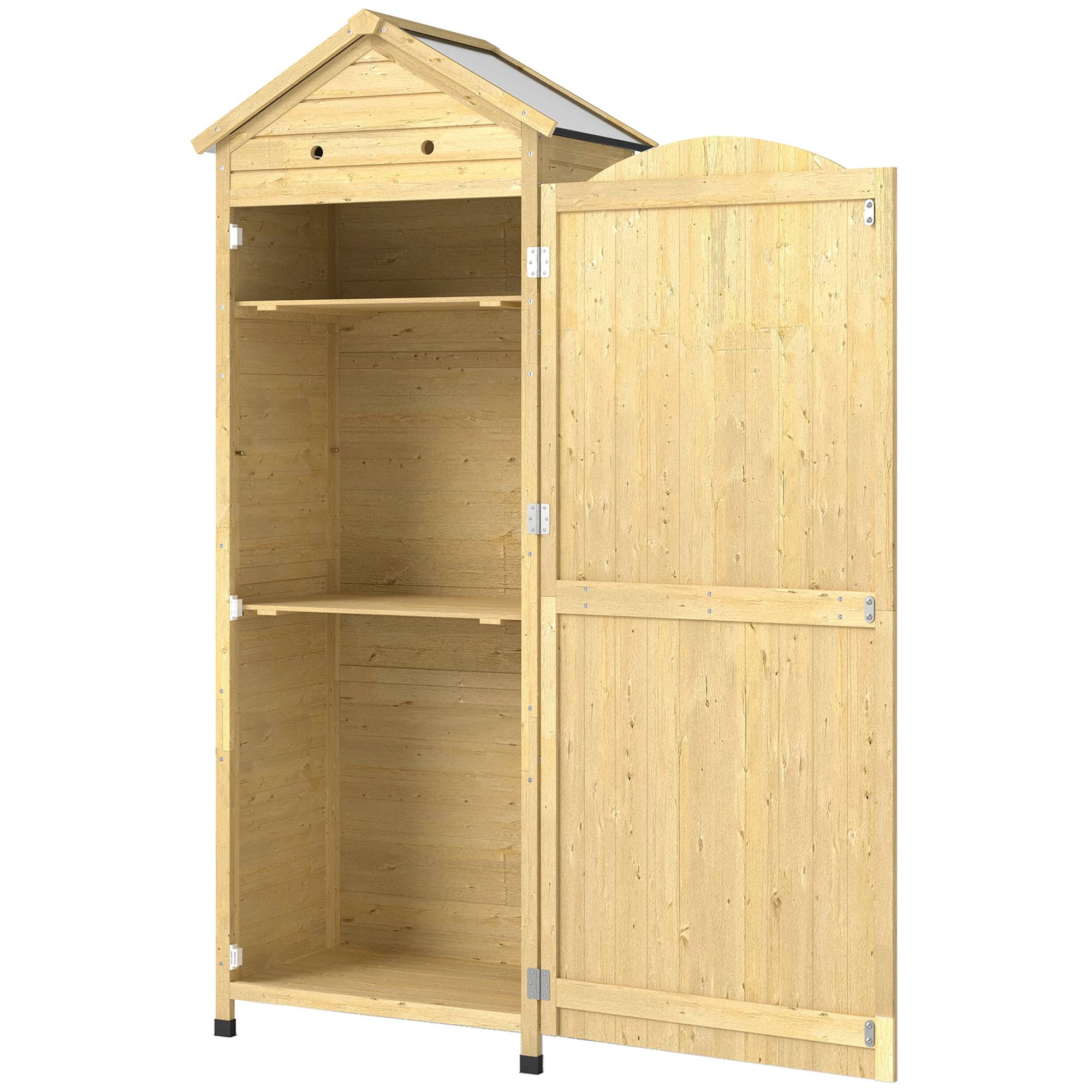 Armoire de Jardin Bois de Sapin Rangement Outils Toit Galvanisé 85x58x213cm Bois Naturel - ComfortXL Outdoor Living - Image 2
