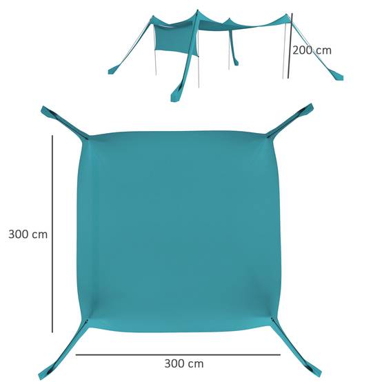 Abri Soleil Tente Plage Camping Anti-UV Imperméable Paroi Amovible 3x3m Bleu - ComfortXL Outdoor Living - Image 3