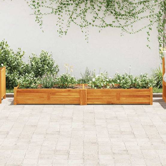 Grande jardinière 200cm en bois d'acacia pour potager terrasse jardin Brun – ComfortXL Outdoor Living - Image 3