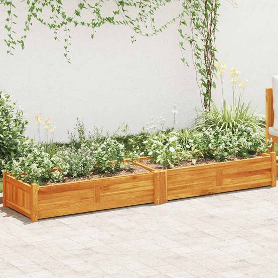 Grande jardinière 200cm en bois d'acacia pour potager terrasse jardin Brun – ComfortXL Outdoor Living - Image 1