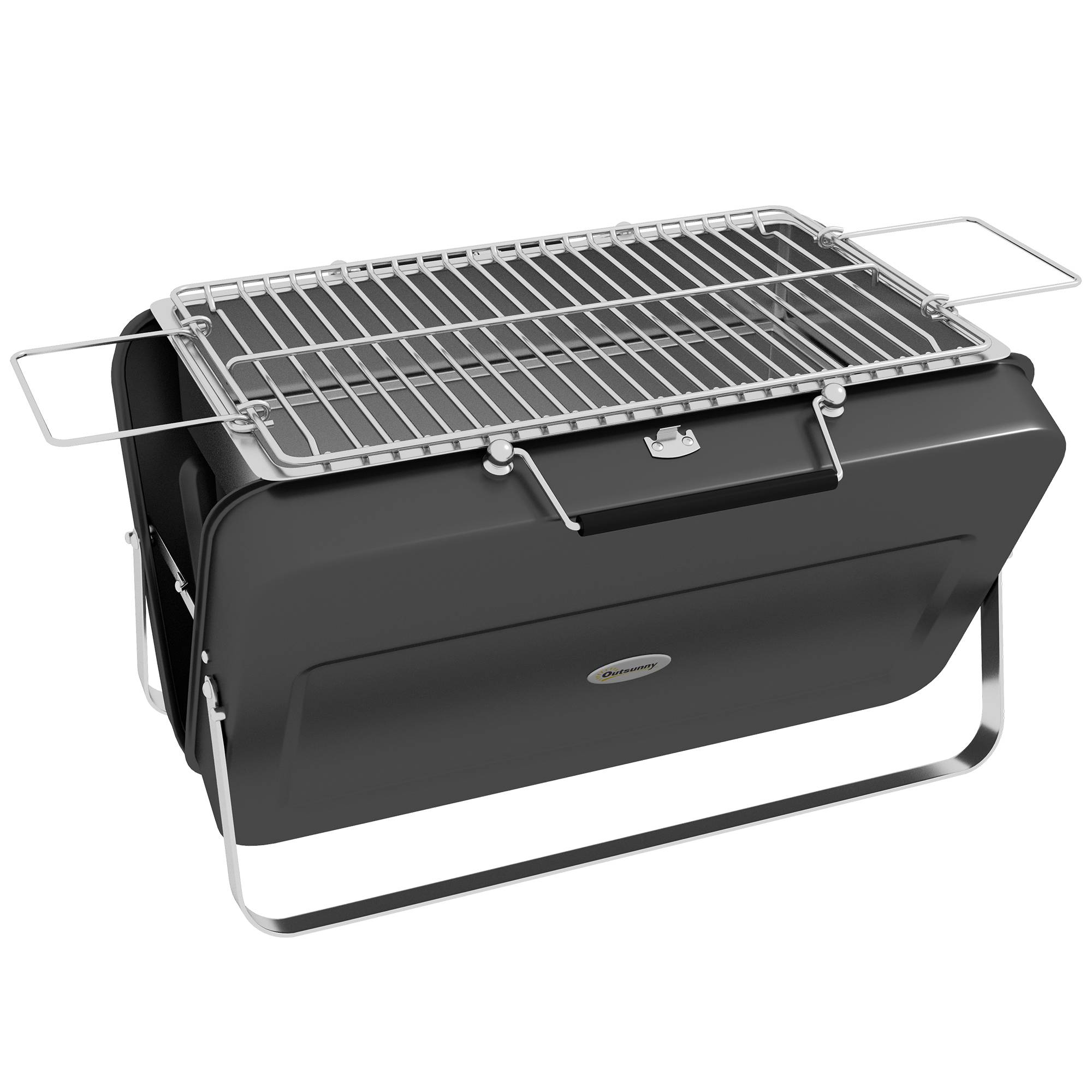 Mini barbecue à charbon valise acier inox table jardin camping pliable noir 47 cm - ComfortXL Outdoor Living