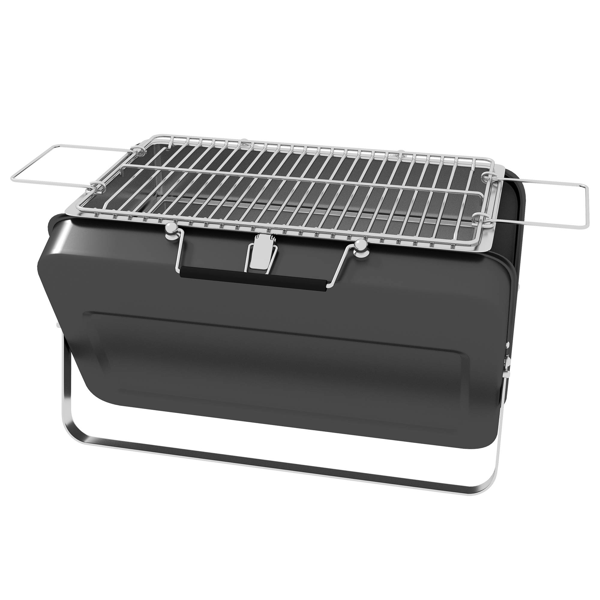 Mini barbecue à charbon valise acier inox table jardin camping pliable noir 47 cm - ComfortXL Outdoor Living - Image 2