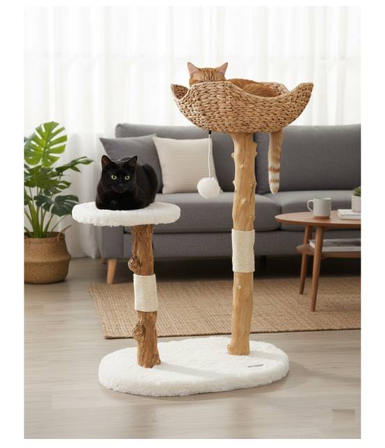 Arbre a chat design avec corde et panier - Image 5