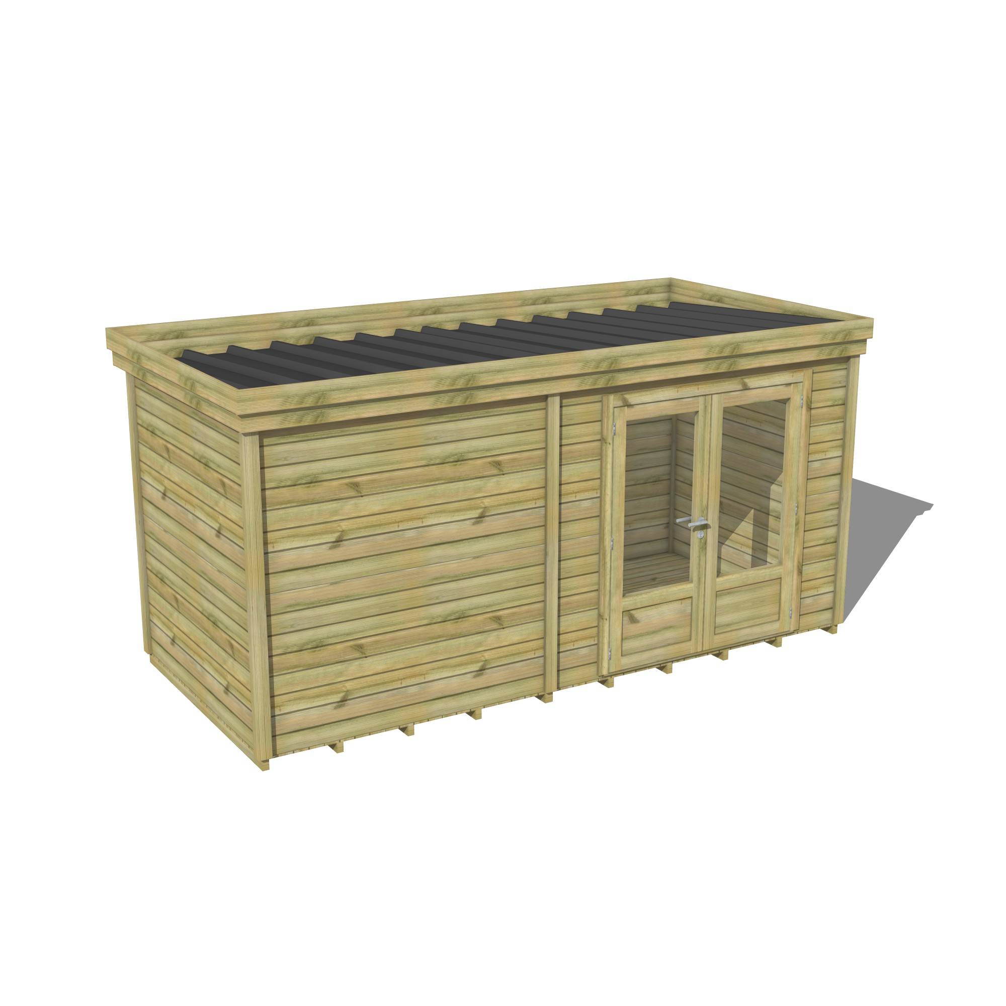 Abri Français - ABRI DE JARDIN bois Pin traité autoclave 27mm - 4,195x2,14m / 9m2 - Bac acier - Plancher bois - Image 1