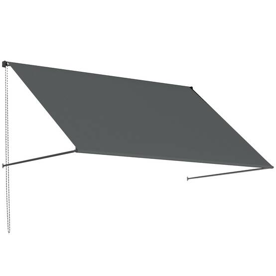 Store banne manuel auvent rétractable Inclinaison réglable 195 x 120 cm protection UV aluminium polyester gris foncé - Image 1