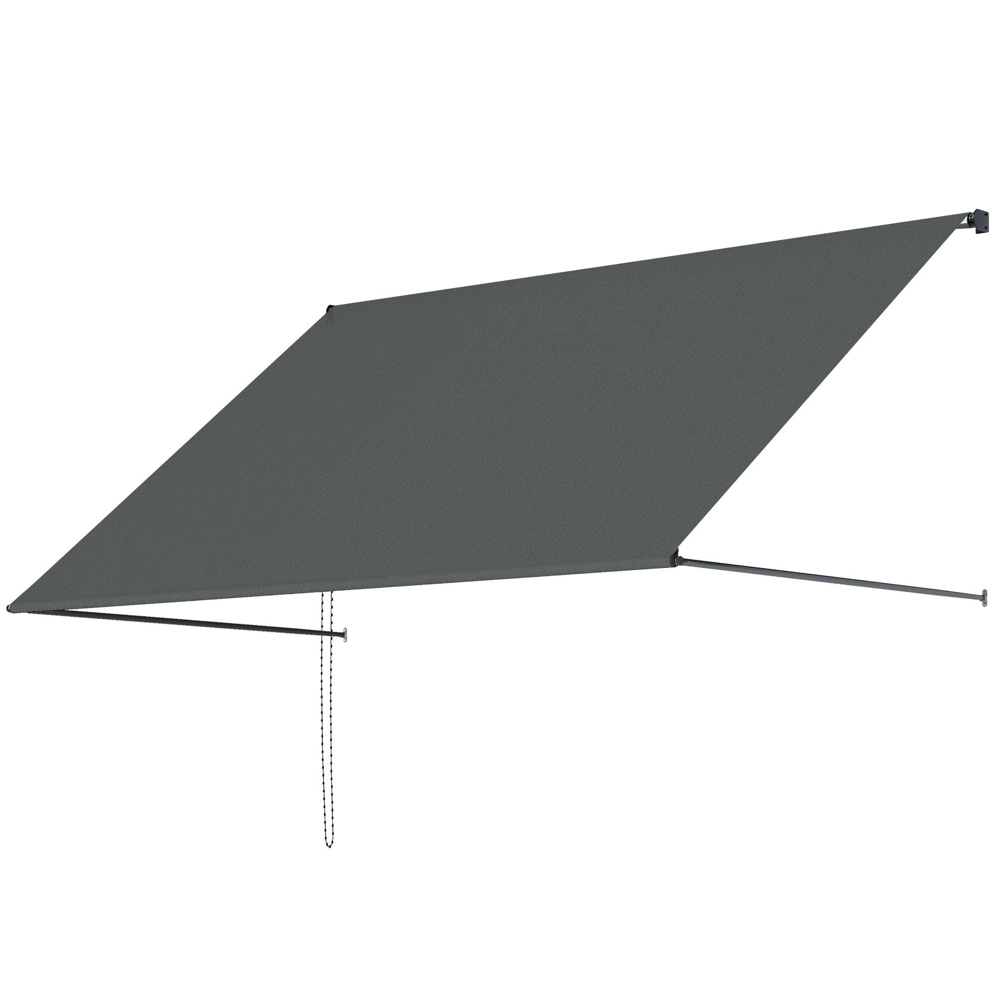 Store banne manuel auvent rétractable Inclinaison réglable 195 x 120 cm protection UV aluminium polyester gris foncé - Image 2