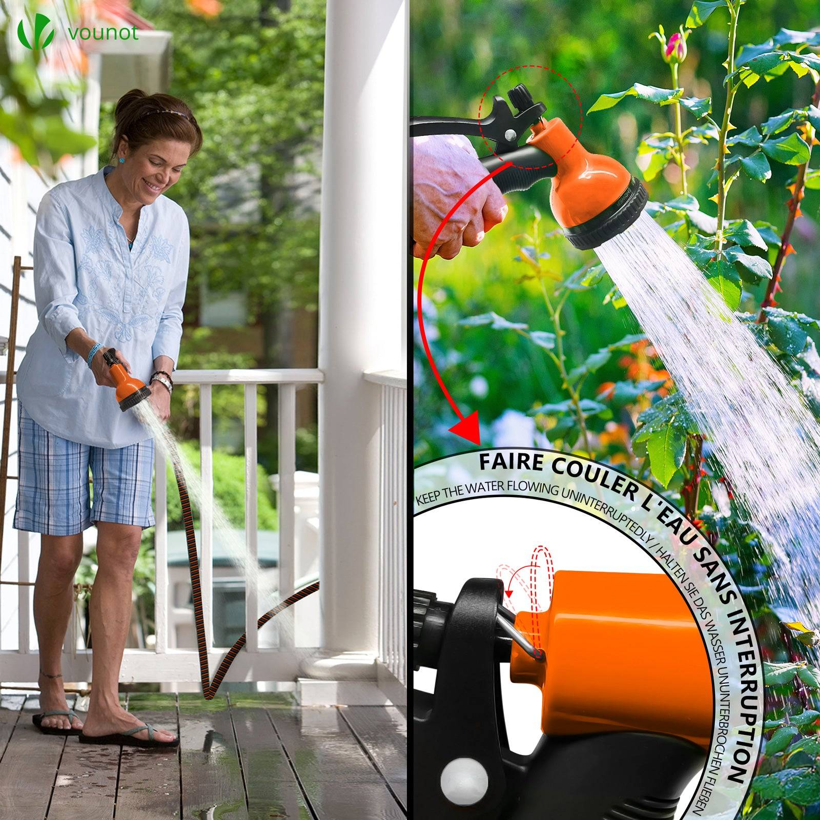 Tuyau d’Arrosage Extensible 15m Renforce avec Accessoires orange - Image 7