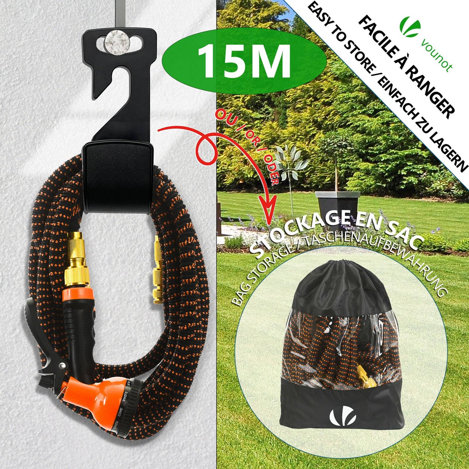 Tuyau d’Arrosage Extensible 15m Renforce avec Accessoires orange - Image 5