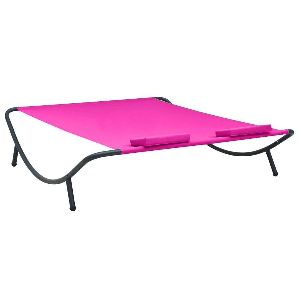 Transat 2 Places Spacieux Tissu Oxford Facile à Nettoyer avec Oreillers pour Terrasse ou Piscine Rose – ComfortXL Outdoor Living - Image 4