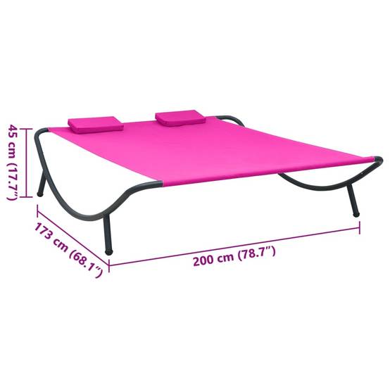 Transat 2 Places Spacieux Tissu Oxford Facile à Nettoyer avec Oreillers pour Terrasse ou Piscine Rose – ComfortXL Outdoor Living - Image 7