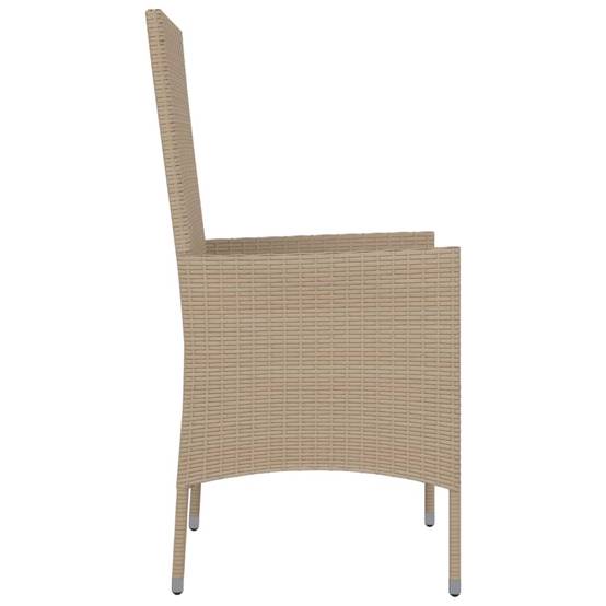 Lot de 4 Chaises de jardin | Chaise d'extérieur avec coussins Résine tressée Beige - Image 6