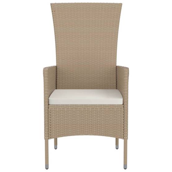 Lot de 4 Chaises de jardin | Chaise d'extérieur avec coussins Résine tressée Beige - Image 5