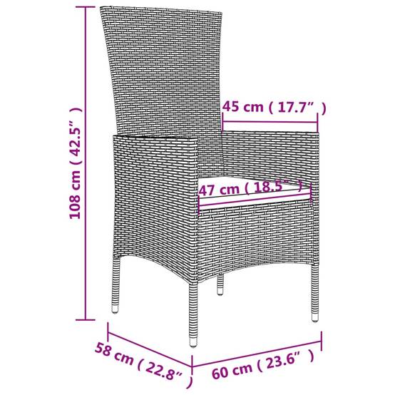 Lot de 4 Chaises de jardin | Chaise d'extérieur avec coussins Résine tressée Beige - Image 9