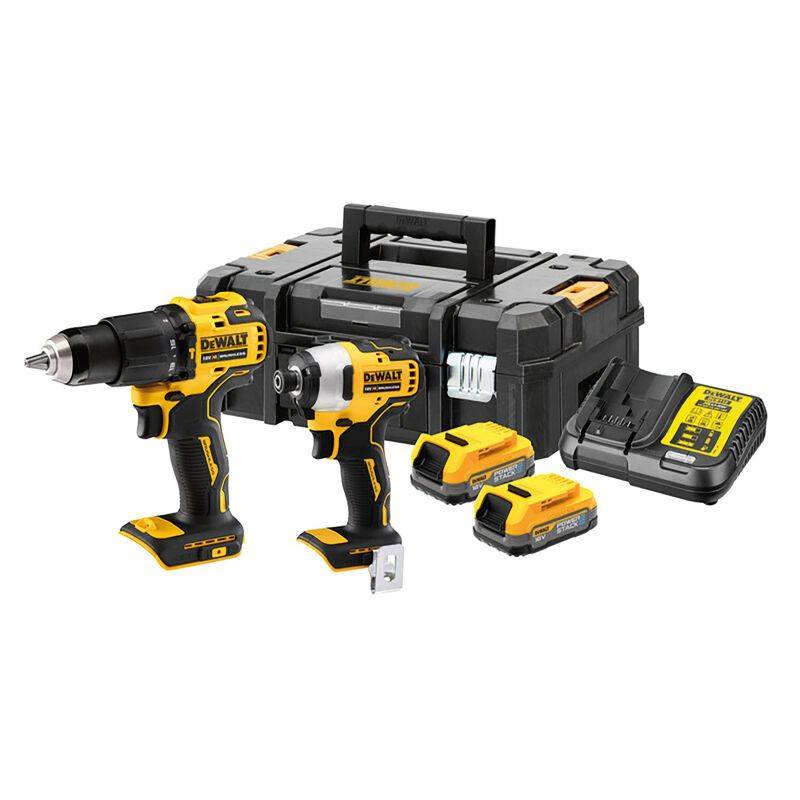 Pack perceuse visseuse à percussion + visseuse à chocs 18V 1,7Ah Powerstack DEWALT - DCK2062E2T-QW - Image 1