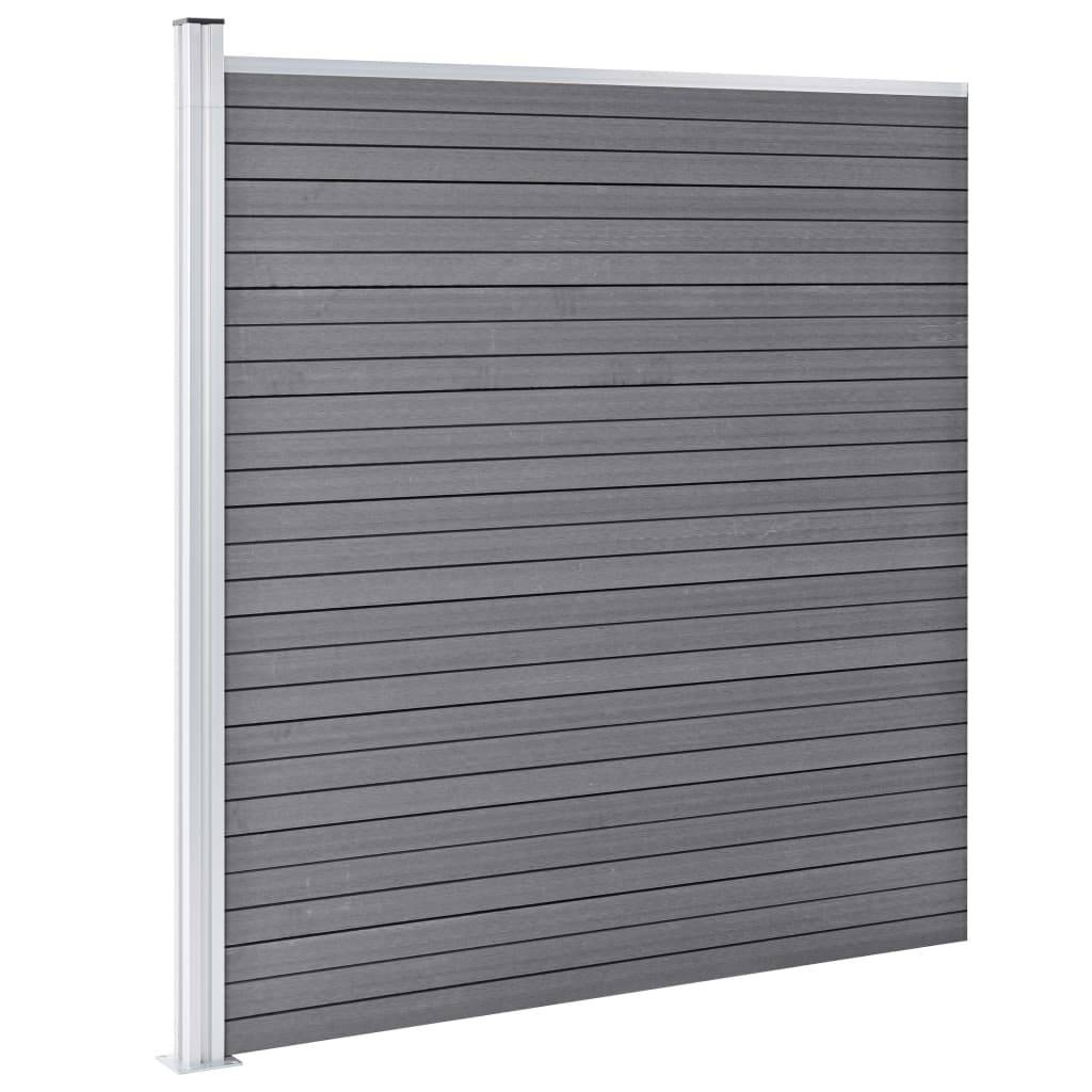 Clôture jardin WPC gris 792 x 186 cm 4 Carré + 1 Incliné - PANGIVO - Image 3