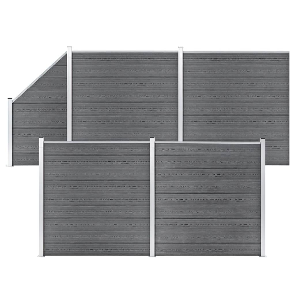 Clôture jardin WPC gris 792 x 186 cm 4 Carré + 1 Incliné - PANGIVO - Image 1