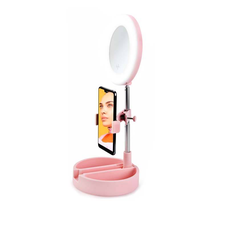 Miroir Selfie Avec Led Mrr1 Pink De Yoghi - Gamm vert