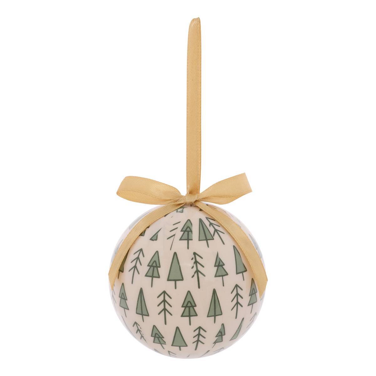 Feeric Christmas - Boule de Noël en papier imprimé sapin blanc et vert D. 75 mm - Feeric Lights & Christmas - Image 2