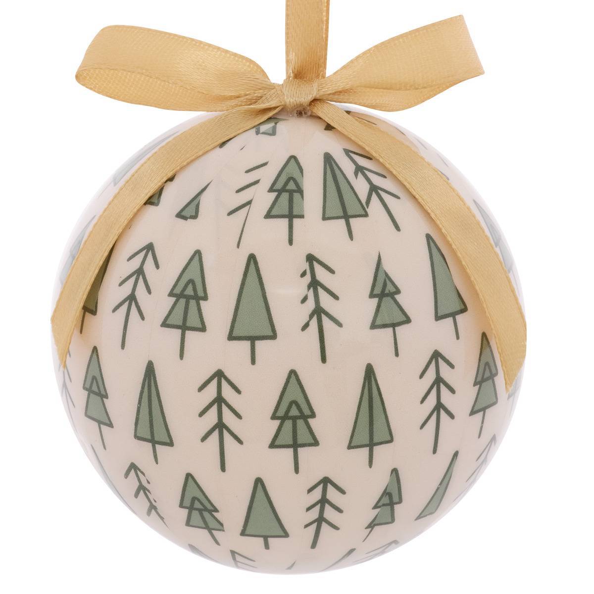 Feeric Christmas - Boule de Noël en papier imprimé sapin blanc et vert D. 75 mm - Feeric Lights & Christmas - Image 1
