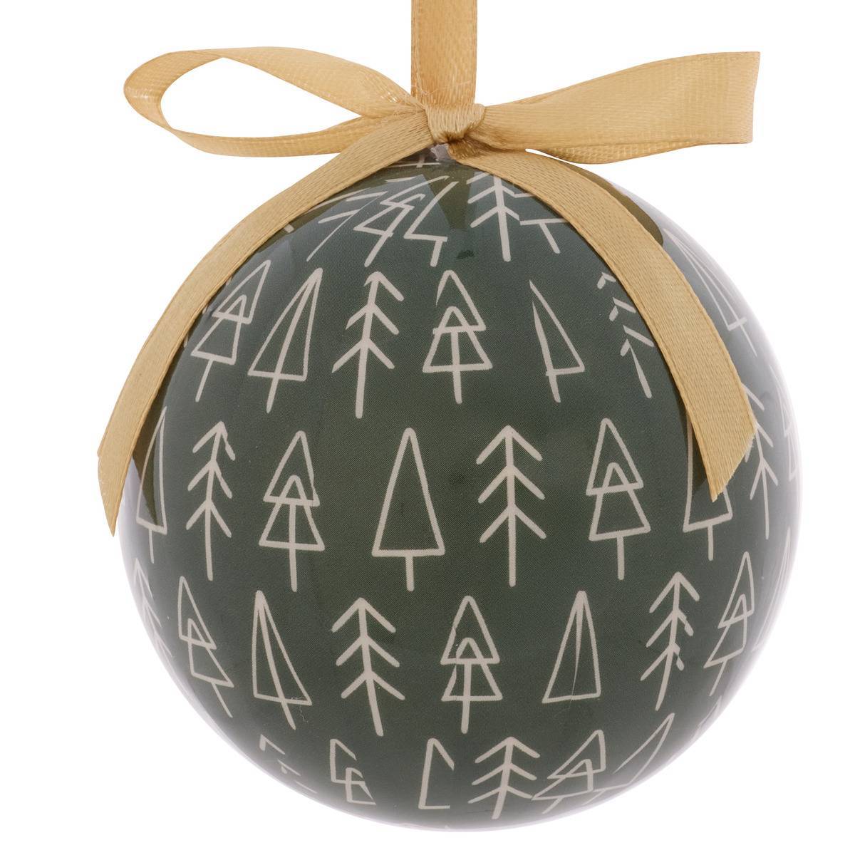 Feeric Christmas - Boule de Noël en papier imprimé sapin blanc et vert D. 75 mm - Feeric Lights & Christmas - Image 4