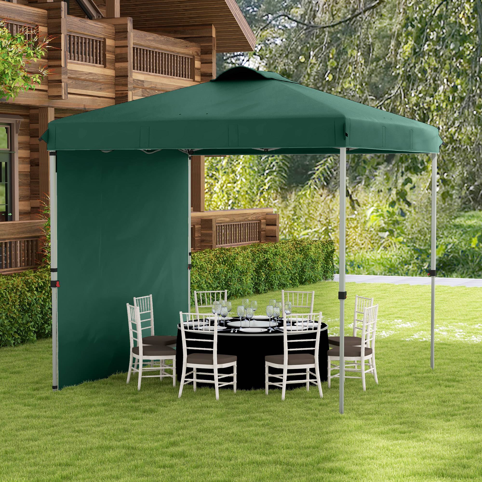 Tente verte 2,5x2,5 m avec protection UV, paroi latérale et sacs de sable, abri design sobre pour jardin pratique et stable - Image 3