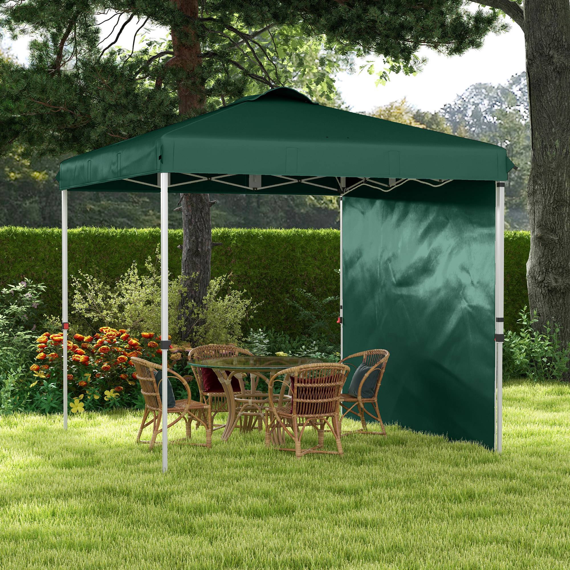 Tente verte 2,5x2,5 m avec protection UV, paroi latérale et sacs de sable, abri design sobre pour jardin pratique et stable - Image 4