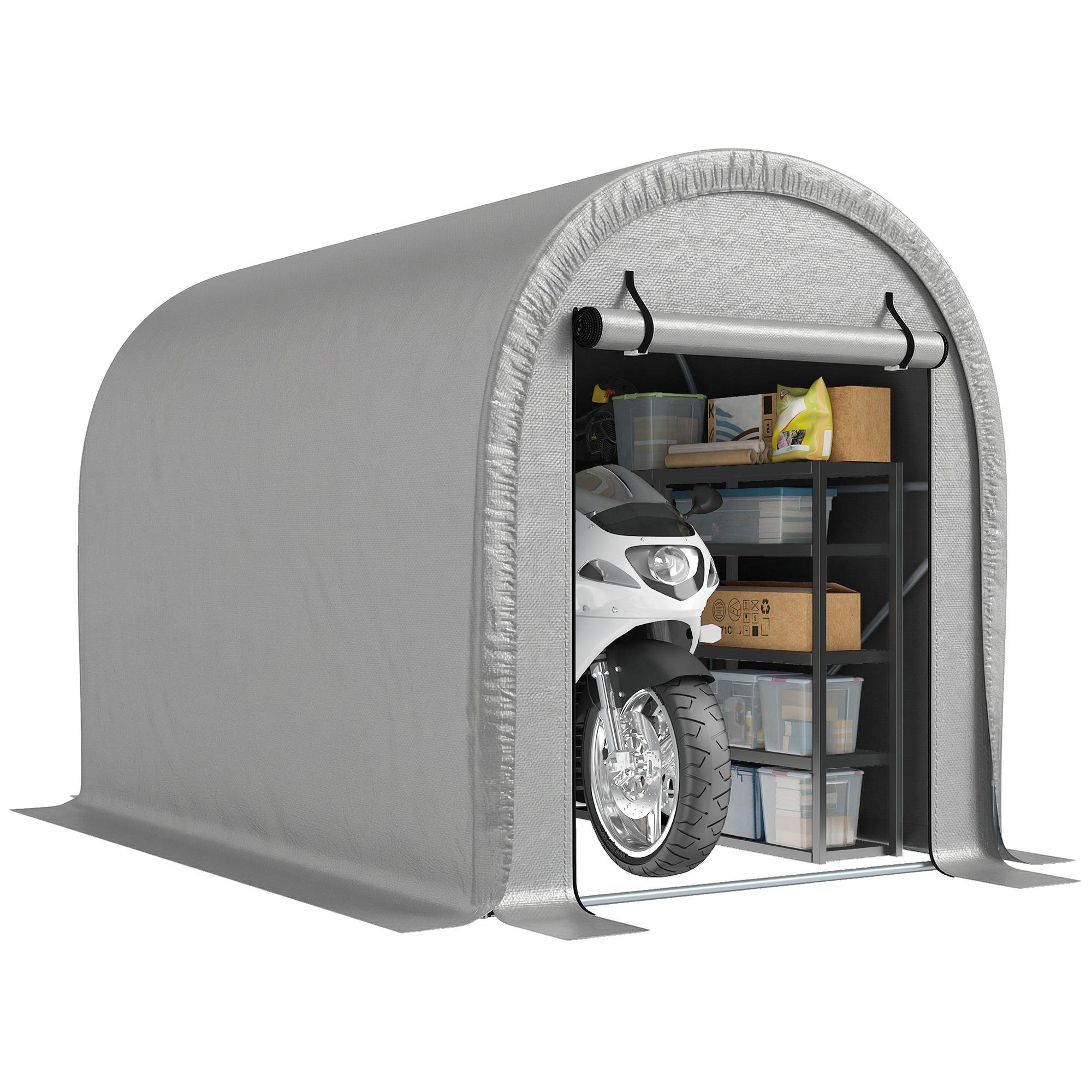 ComfortXL - Abri moto vélo PE acier galvanisé protection intempéries 240x159x185cm gris clair - ComfortXL Outdoor Living - Image 1