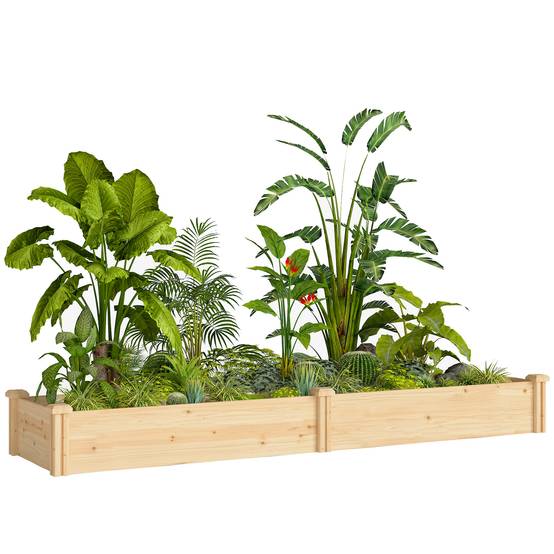 Carré potager bois naturel 235 x 66 x 26 cm - PANGIVO - Image 1