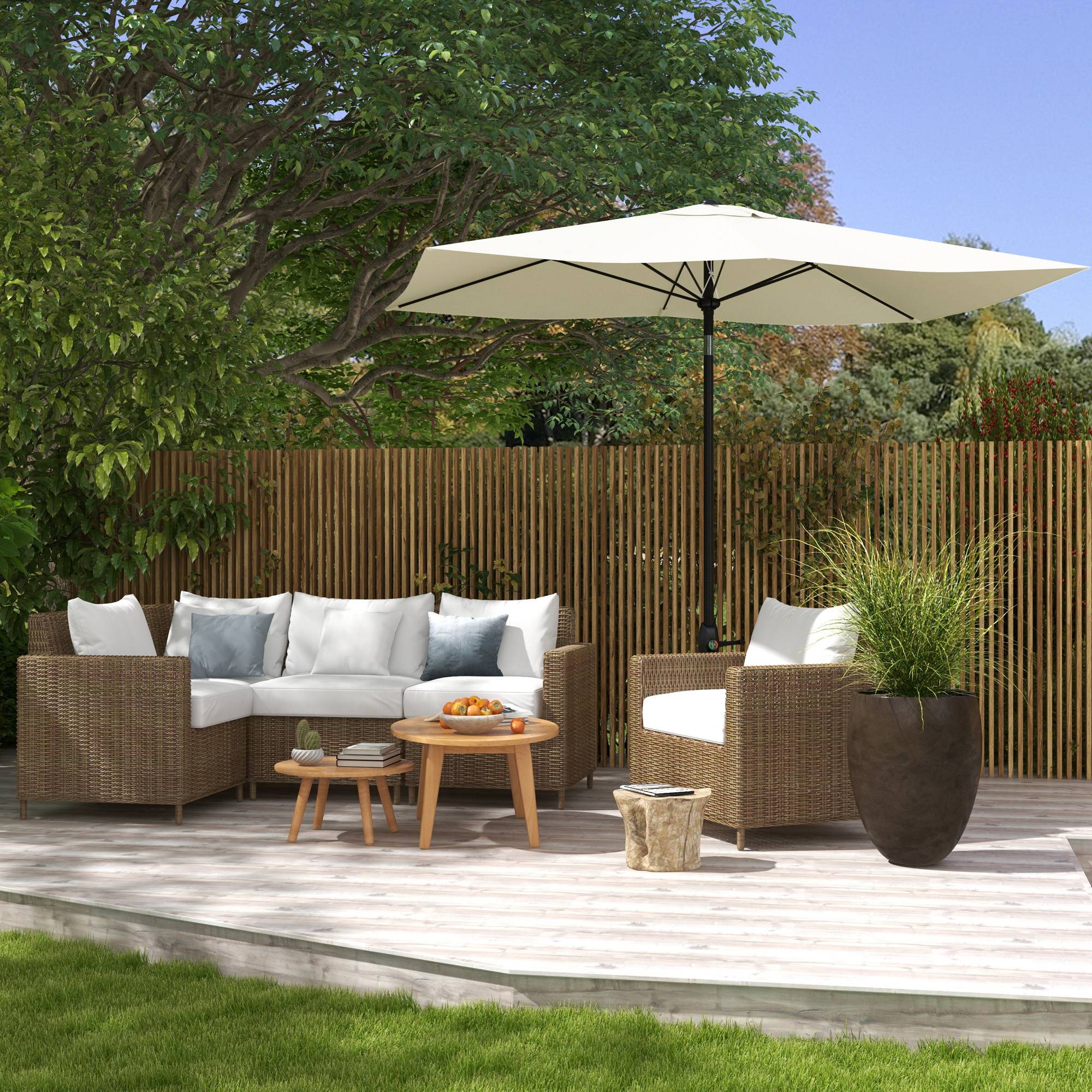 Parasol rectangulaire inclinable en aluminium et polyester beige 290 x 200 x 248 cm - PANGIVO - Image 4