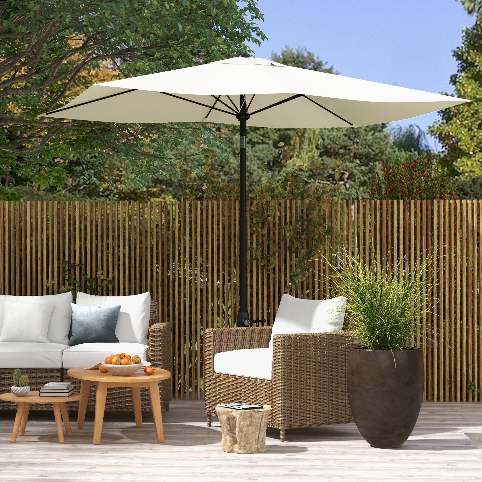 Parasol rectangulaire inclinable en aluminium et polyester beige 290 x 200 x 248 cm - PANGIVO - Image 10