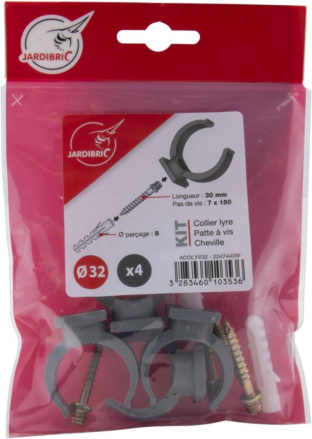 Jardibric - Jardibric - Colliers Lyre Ø32 avec Vis x4 - Fixation Tuyau Arrosage - Support Tube Irrigation