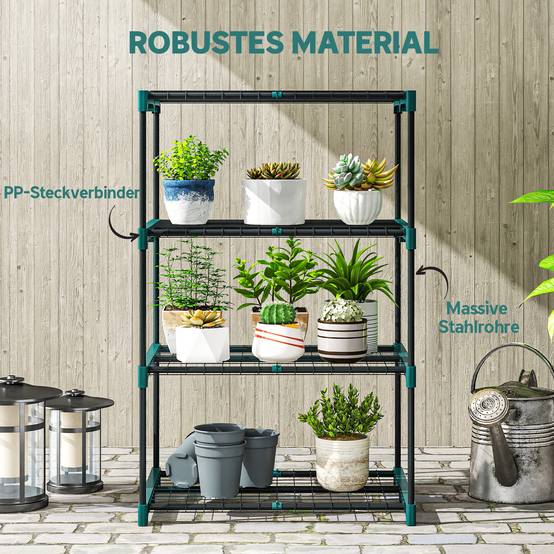 Support plantes 4 niveaux acier balcon optimisation espace 67x49x105cm vert foncé - ComfortXL Outdoor Living - Image 8