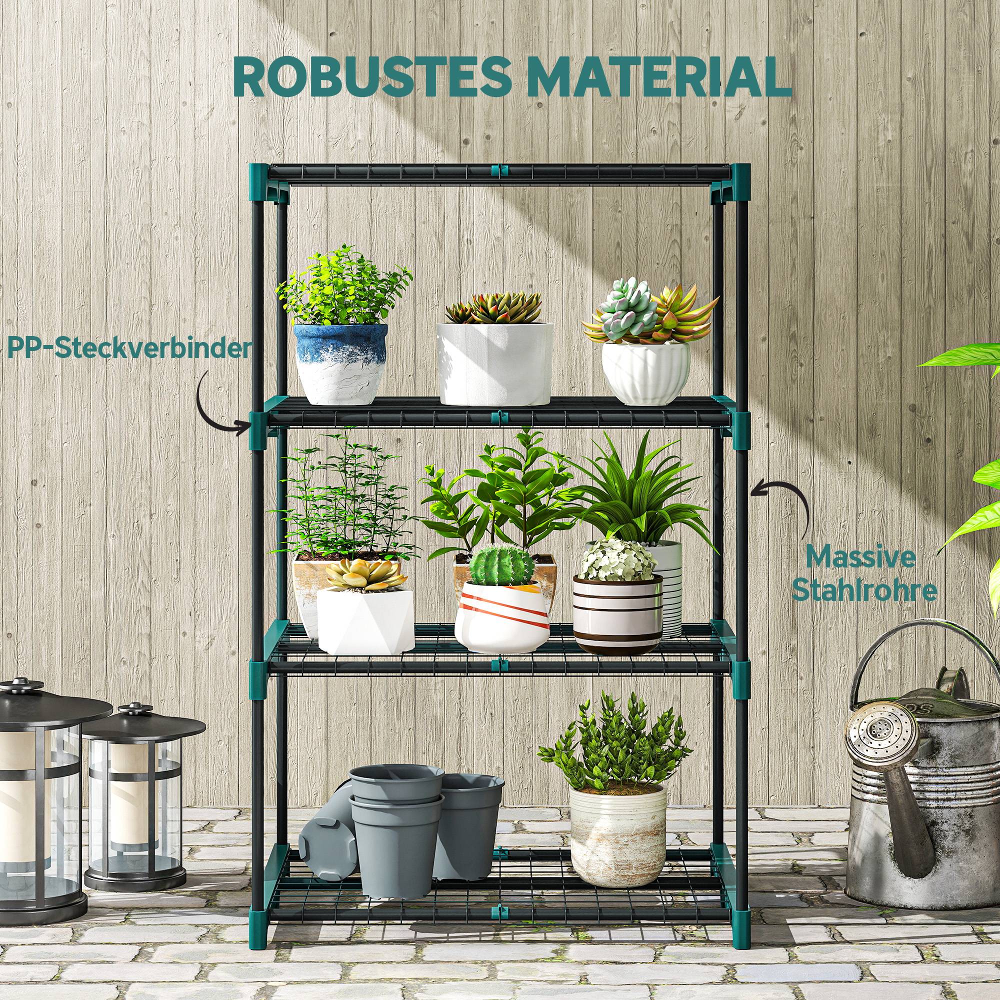 Support plantes 4 niveaux acier balcon optimisation espace 67x49x105cm vert foncé - ComfortXL Outdoor Living - Image 8