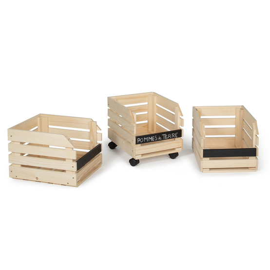 Lot de 3 clayettes en bois empilables pour fruits et légumes - Image 6