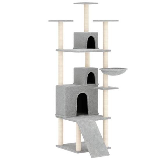 Arbre à Chat Gris Clair Hamac Triple Niche 175cm pour Multi-Chats Stable - ComfortXL Outdoor Living - Image 2