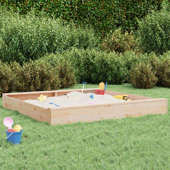 Bac à sable - Maison de jeu pour enfants avec sièges carré bois de pin massif-JU12115 - Image 2
