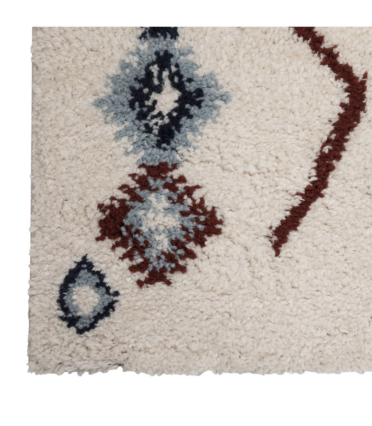 Tapis décoratif Ivoire Bleu et Terracotta esprit Berbère 160 x 230 cm - Image 2