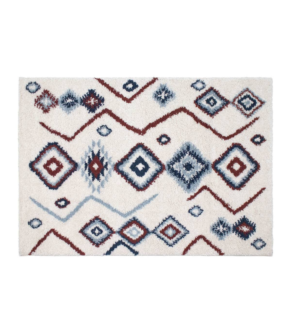 Tapis décoratif Ivoire Bleu et Terracotta esprit Berbère 160 x 230 cm - Image 1