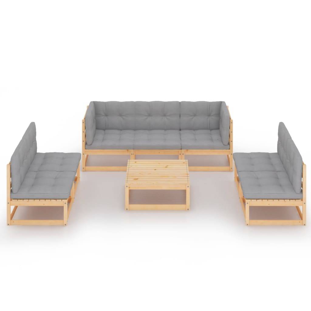 Helloshop26 - Salon de jardin meuble d'extérieur ensemble de mobilier 8 pièces avec coussins bois de pin massif - Image 1