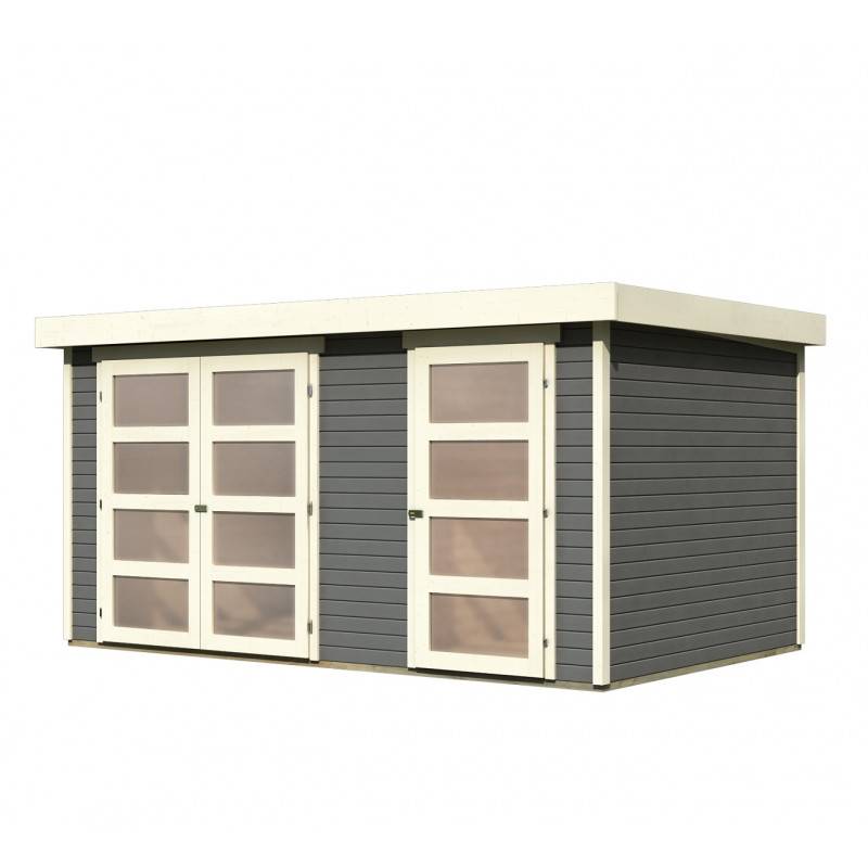 Abri de jardin 10,98m² bois épicéa gris avec cloison intérieure toit monopente Karibu Mühlentrup 2 - Image 6