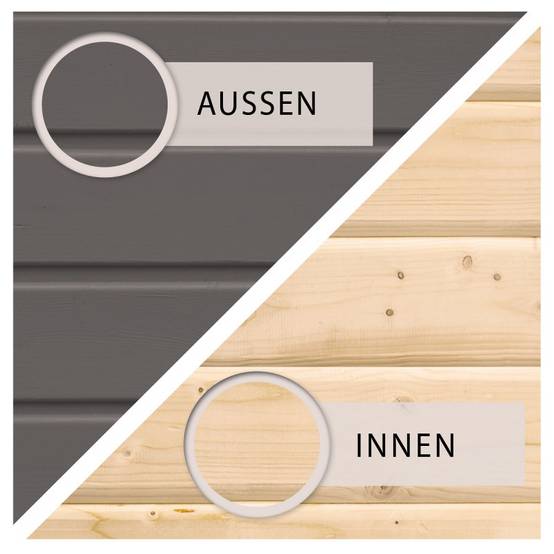 Abri de jardin 10,98m² bois épicéa gris avec cloison intérieure toit monopente Karibu Mühlentrup 2 - Image 7