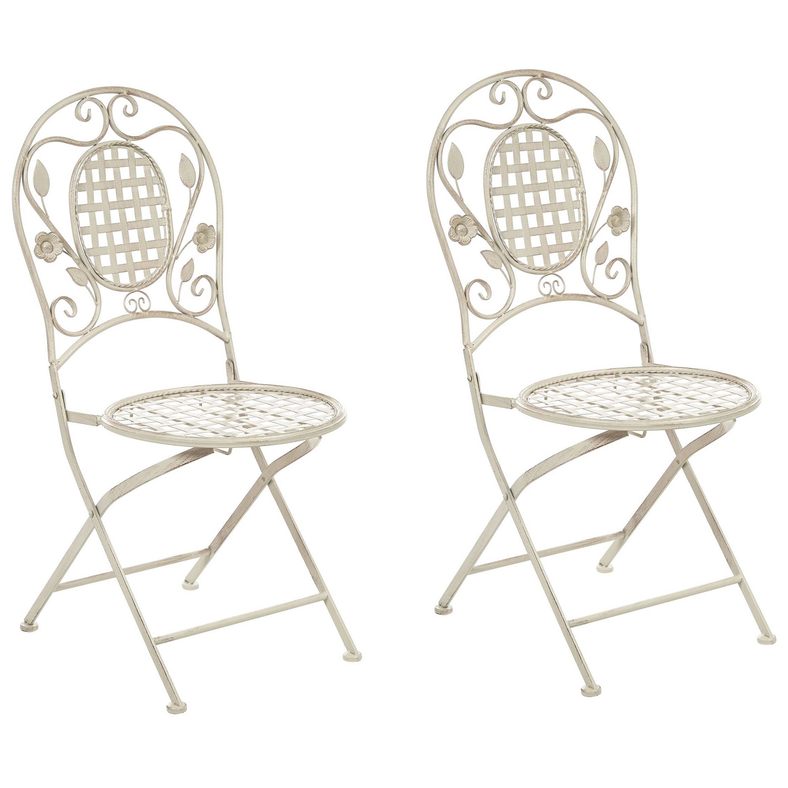 Beliani - Chaise de jardin Métal Blanc cassé BIVIO - Beliani - Image 1