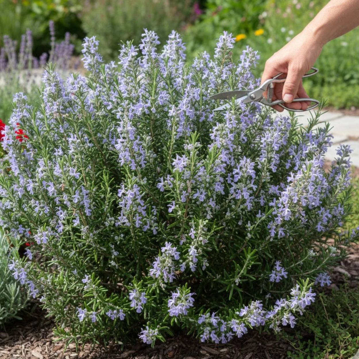 Romarin Sardaigne - Sans traitement à fleurs Bleue - feuillage Persistant - Lot de 3 godets- hauteur à maturité De 0,15 m à 0,50 m