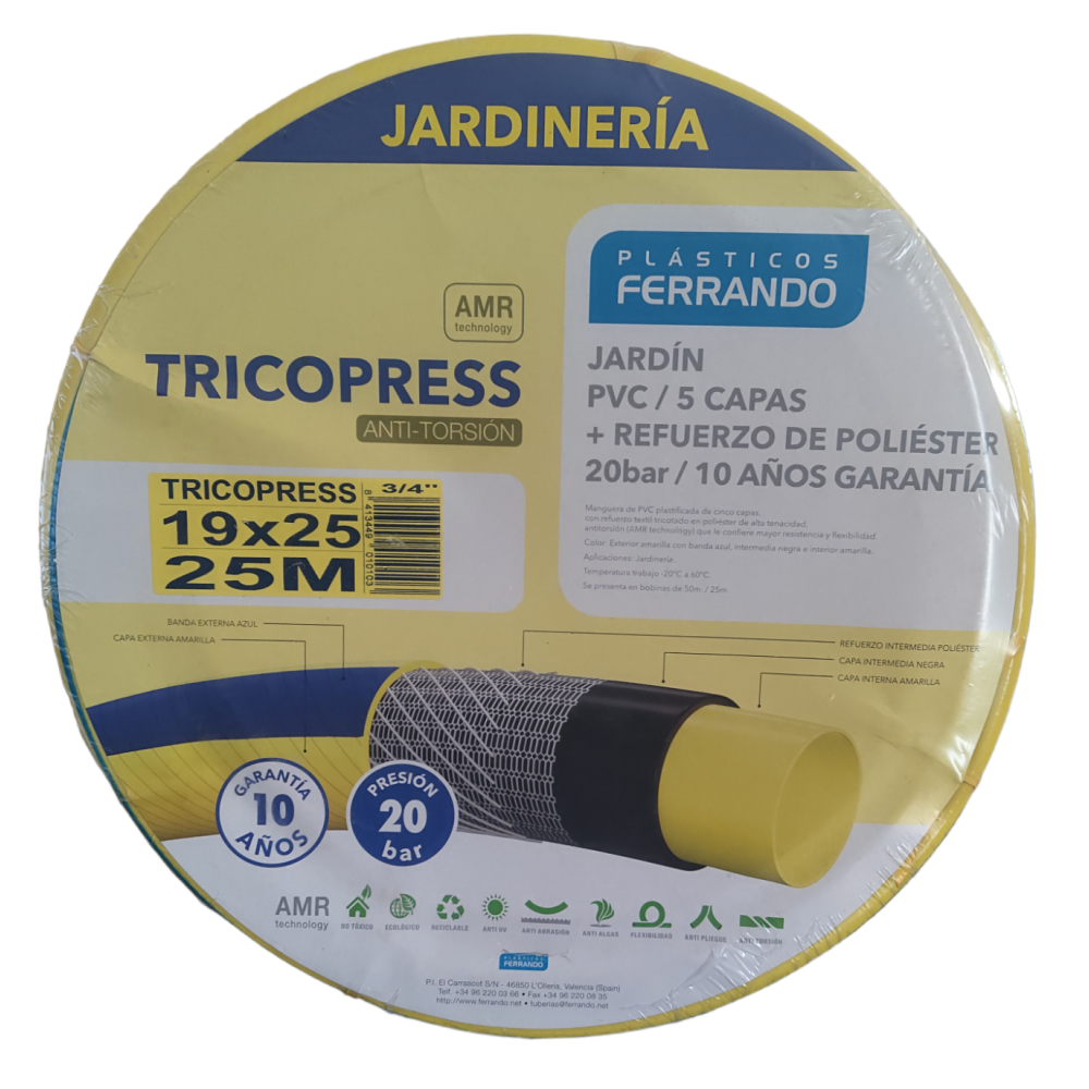 PLASTICOS FERRANDO - Couronne de 25 mètre tuyau d'arrosages 19x25 3/4 - Image 1