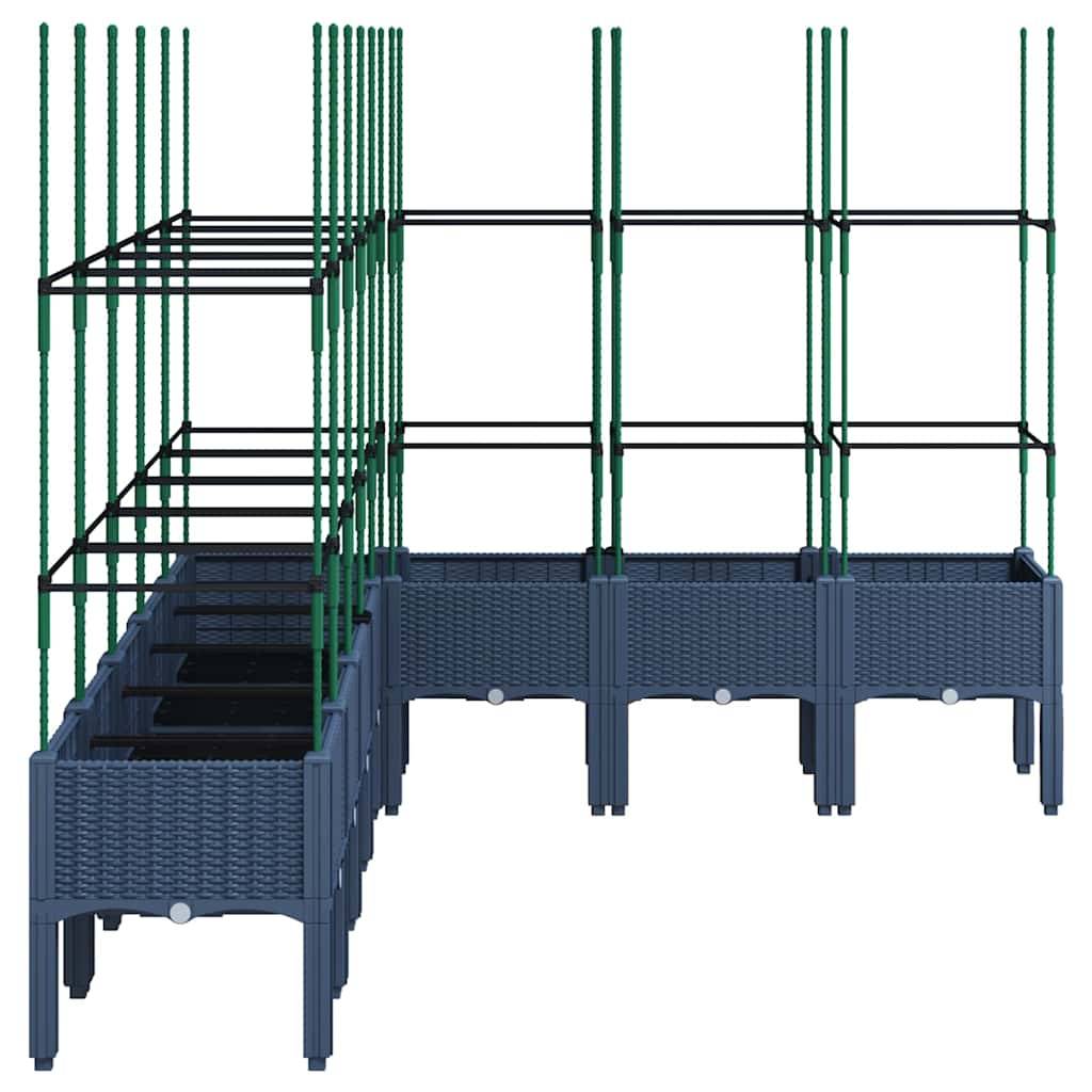 Vidaxl - Jardinière avec treillis bleu gris 200x160x142,5 cm PP vidaXL 367971 - Image 5