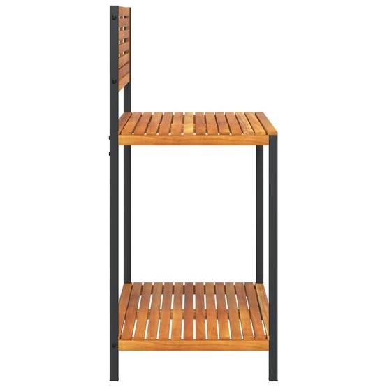 Table de Travail de Jardinage Bois d'Acacia et Acier Établi avec Étagère pour Serre Balcon Brun – ComfortXL Outdoor Living - Image 5
